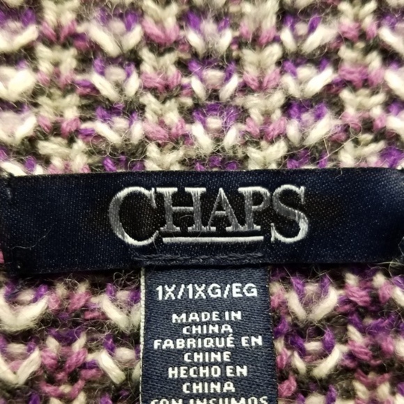 Purple and Gray Plaid Double Knit Sweater - Picture 8 of 8